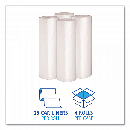 Recycled Low-Density Polyethylene Can Liners, 60 gal, 1.4 mil, 38