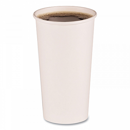 Paper Hot Cups, 20 oz, White, 50/Sleeve, 12 Sleeves/Carton (WHT20HCUP)