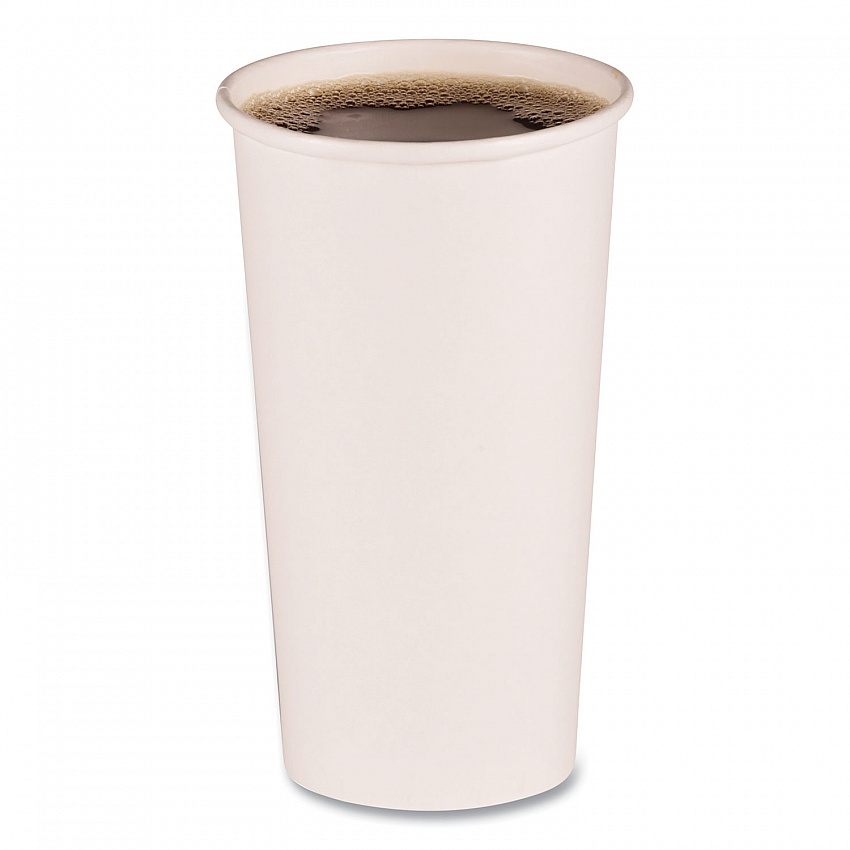 Paper Hot Cups, 20 oz, White, 50/Sleeve, 12 Sleeves/Carton (WHT20HCUP)