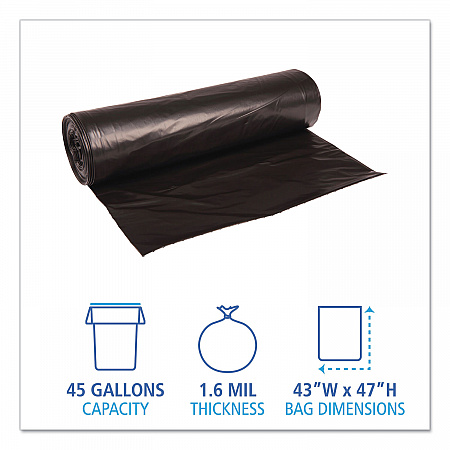 Recycled Low-Density Polyethylene Can Liners, 56 gal, 1.6 mil, 43