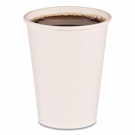 Paper Hot Cups, 12 oz, White, 50/Sleeve, 20 Sleeves/Carton (WHT12HCUP)