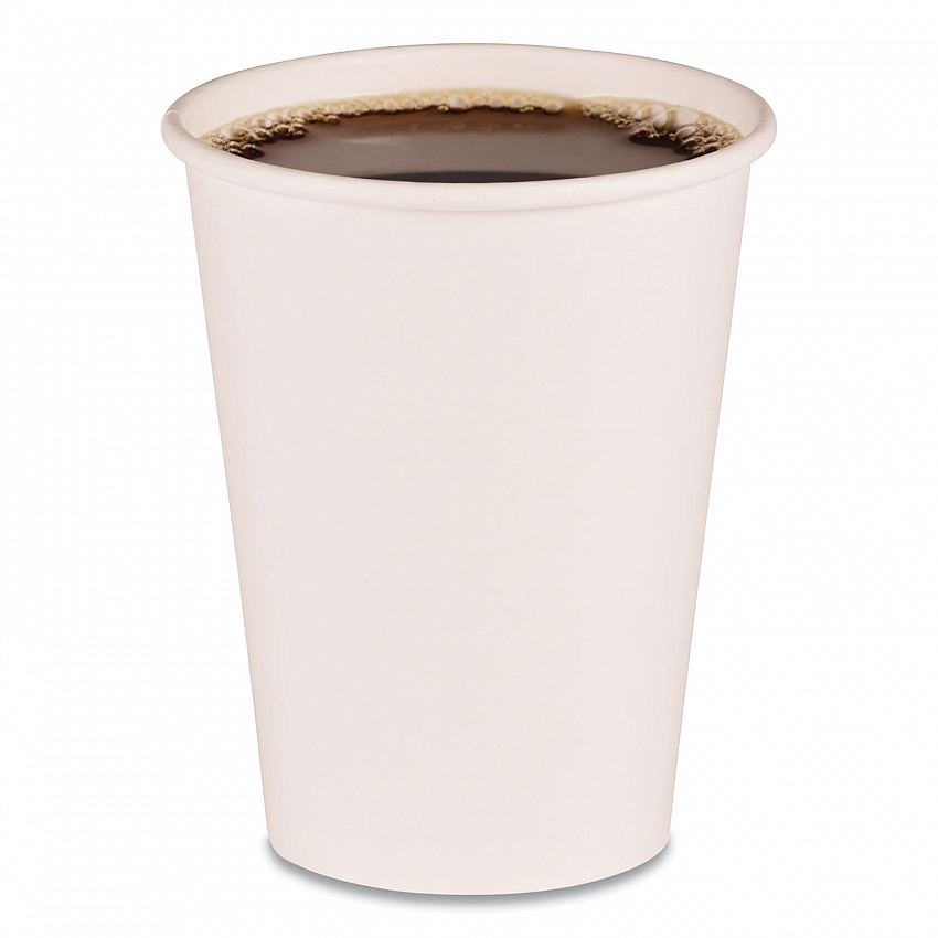 Paper Hot Cups, 12 oz, White, 50/Sleeve, 20 Sleeves/Carton (WHT12HCUP)