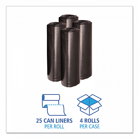 Recycled Low-Density Polyethylene Can Liners, 60 gal, 1.2 mil, 38