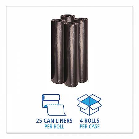 Recycled Low-Density Polyethylene Can Liners, 45 gal, 1.2 mil, 40