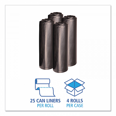 Recycled Low-Density Polyethylene Can Liners, 33 gal, 1.6 mil, 33