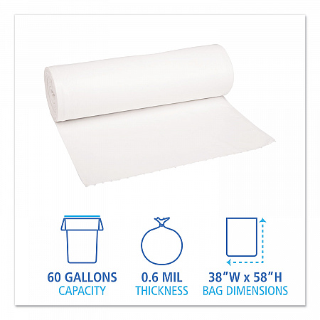 Low-Density Waste Can Liners, 60 gal, 0.6 mil, 38