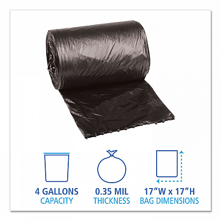Low-Density Waste Can Liners, 4 gal, 0.35 mil, 17