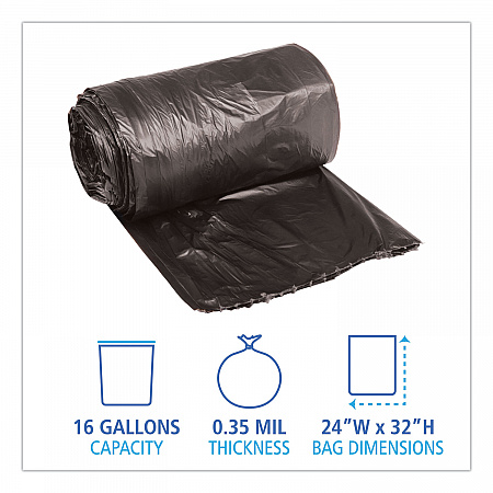 Low-Density Waste Can Liners, 16 gal, 0.35 mil, 24