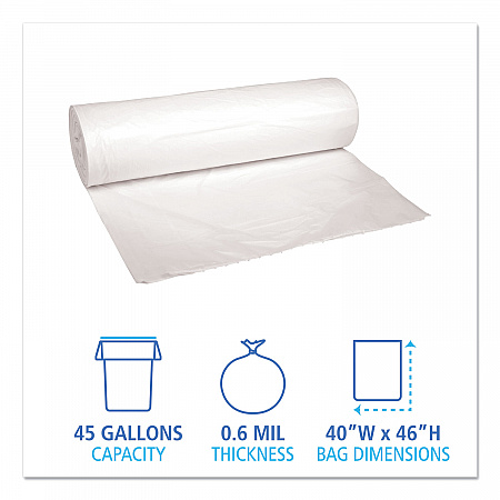 Low-Density Waste Can Liners, 45 gal, 0.6 mil, 40