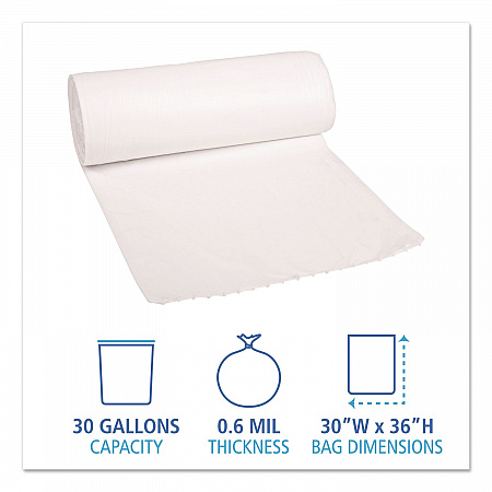 Low-Density Waste Can Liners, 30 gal, 0.6 mil, 30