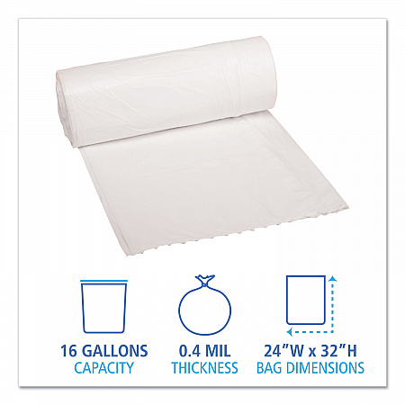 Low-Density Waste Can Liners, 16 gal, 0.4 mil, 24