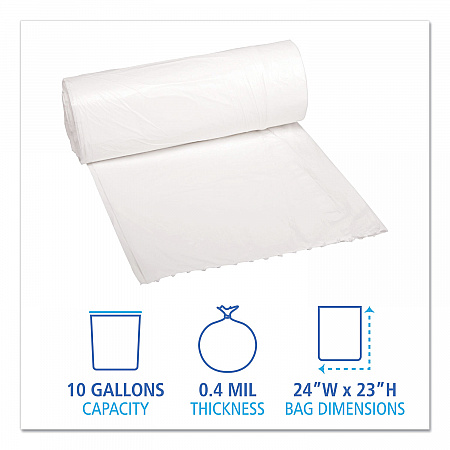 Low-Density Waste Can Liners, 10 gal, 0.4 mil, 24