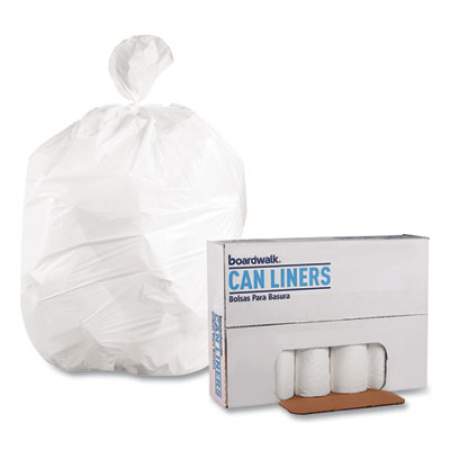Boardwalk Low-Density Waste Can Liners, 10 gal, 0.4 mil, 24" x 23", White, 500/Carton (2423EXH)