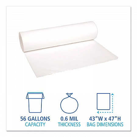 Low-Density Waste Can Liners, 56 gal, 0.6 mil, 43