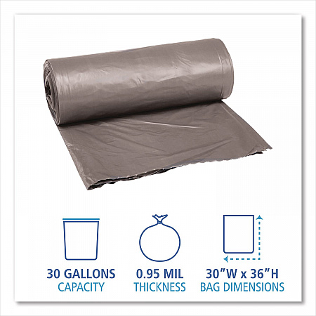 Low-Density Waste Can Liners, 30 gal, 0.95 mil, 30