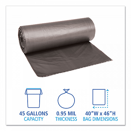 Low-Density Waste Can Liners, 45 gal, 0.95 mil, 40