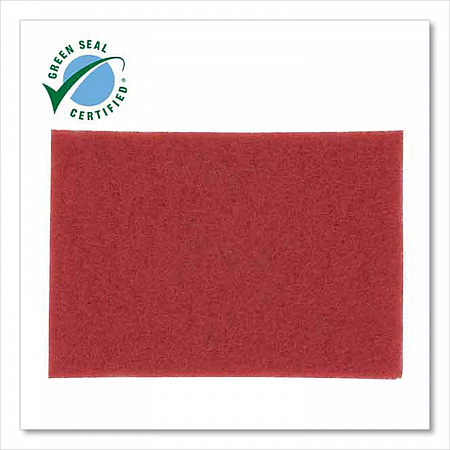 Low-Speed Buffer Floor Pads 5100, 12 x 18, Red, 20/Carton (510012X18)