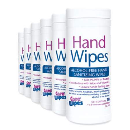 2XL Alcohol Free Hand Sanitizing Wipes, 7 x 8, White, 70/Canister, 6 Canisters/Carton (470)