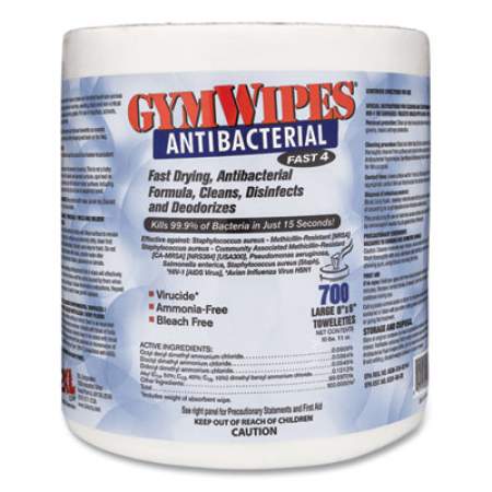 2XL ANTIBACTERIAL GYM WIPES REFILL, 6 X 8, 700 WIPES/PACK, 4 PACKS/CARTON (L101CT)