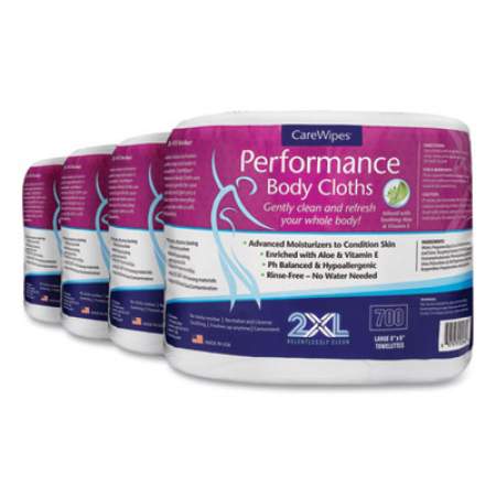 2XL Performance Body Cloths, 7 x 8.5, White, 700/Pack, 4 Pack/Carton (L436)