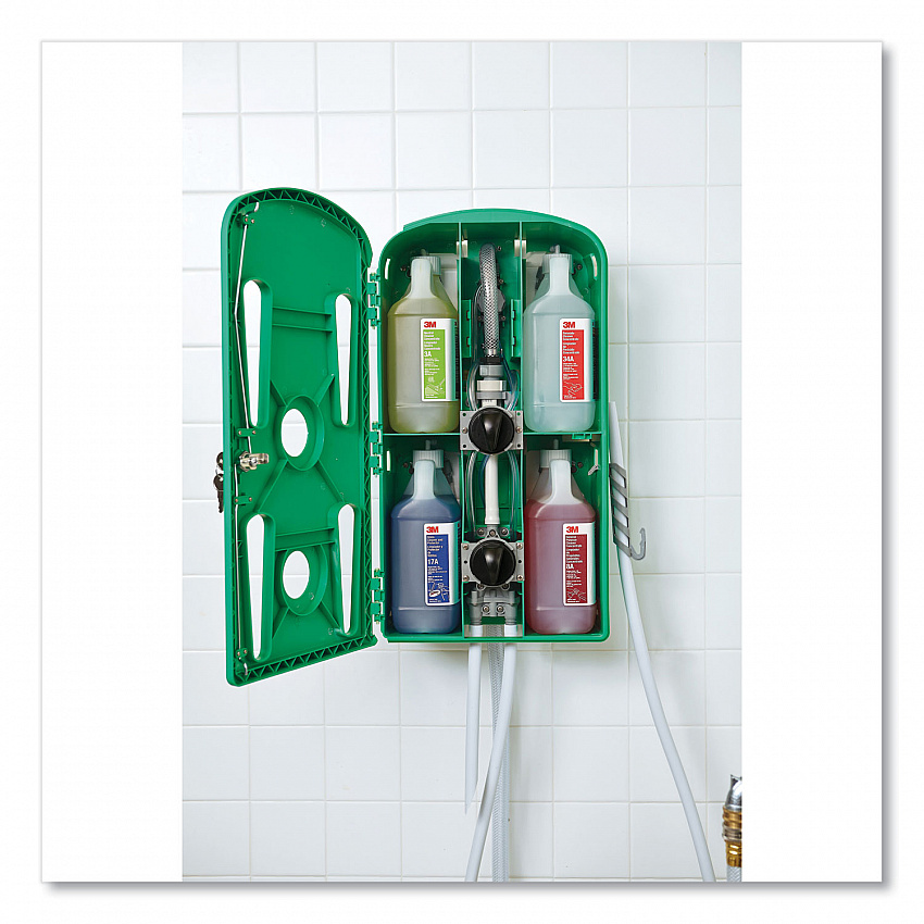 Flow Control System Chemical Dispenser, Action Gap, (4) 0.5 gal, 12.25 x 6.3 x 22.5, Green (85850)