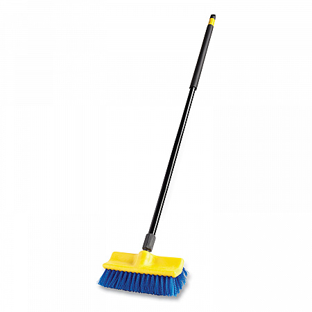 Bi-Level Deck Scrub Brush, Blue Polypropylene Bristles, 10