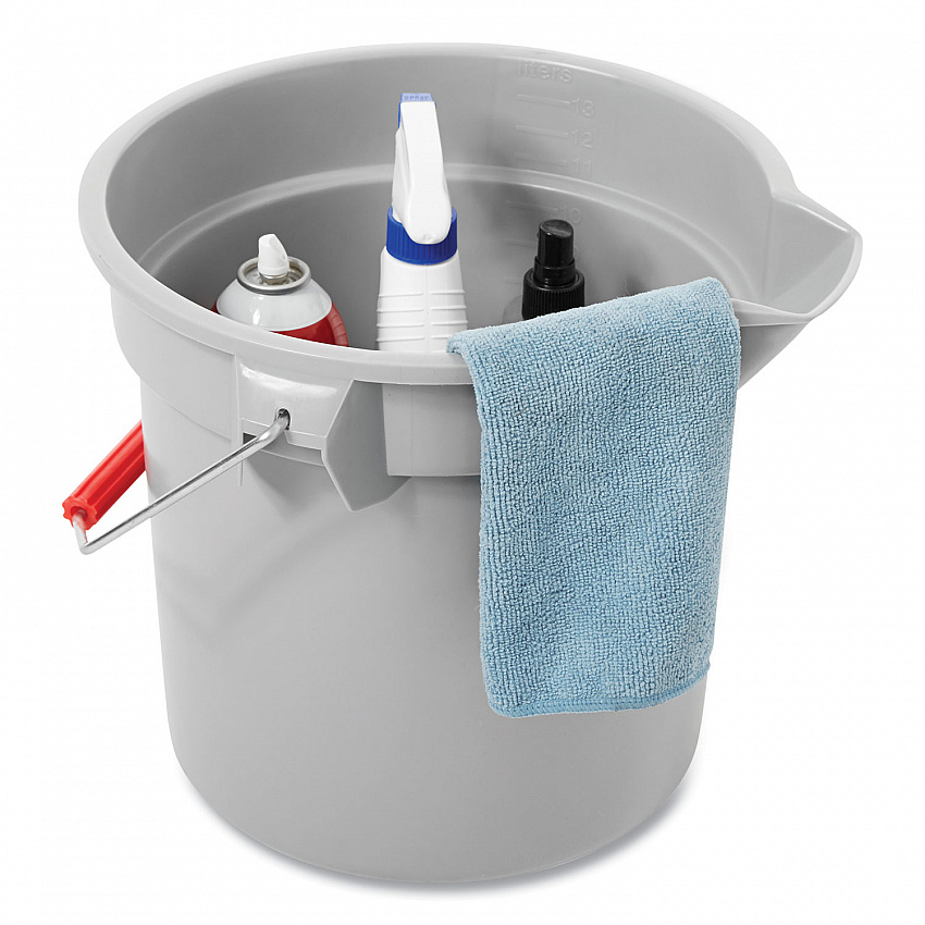 BRUTE Round Utility Pail, 14 qt, Plastic, Gray, 12" Diameter (261400GY)