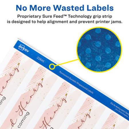 Avery Water-Resistant Wraparound Labels w/ Sure Feed, 9 3/4 x 1 1/4, White, 40/Pack (22845)