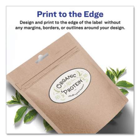 Avery Oval Print-to-the-Edge Labels, 2 x 3.33, White, 8/Sheet, 10 Sheets/Pack (22829)