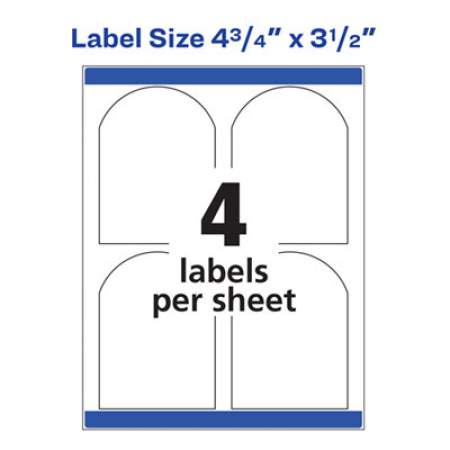 Avery Textured Arched Print-to-the-Edge Labels, Laser Printers, 4.75 x 3.5, White, 4/Sheet, 10 Sheets/Pack (22826)