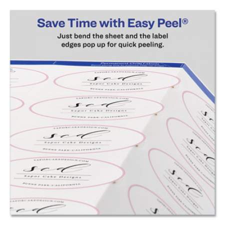 Avery Oval Labels with Sure Feed and Easy Peel, 1 1/2 x 2 1/2, Glossy White, 180/Pack (22804)