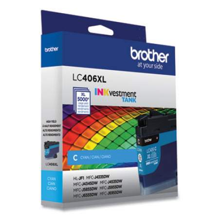 Brother LC406XLCS INKvestment High-Yield Ink, 5,000 Page-Yield, Cyan