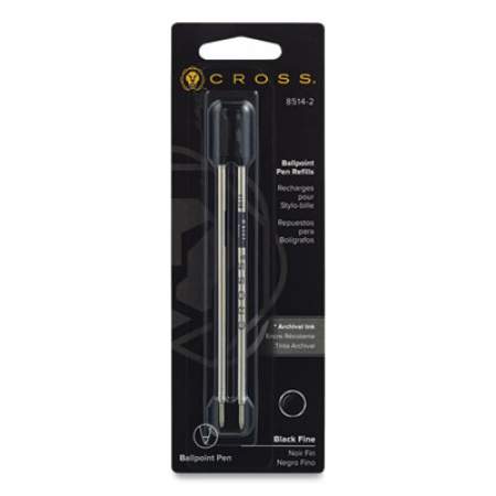 Refills for Cross Ballpoint Pens, Fine Conical Tip, Black Ink, 2/Pack (85142)