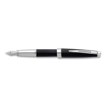 Cross Aventura Fountain Pen, Medium 1 mm, Black Ink, Black/Chrome (AT0156S1MS)