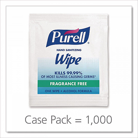 Premoistened Sanitizing Hand Wipes, Individually Wrapped, 5 x 7, Unscented, White, 1,000/Carton (90211M)