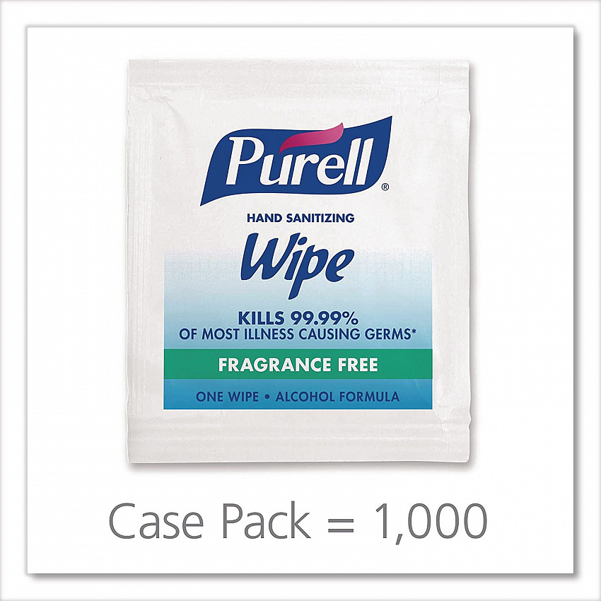 Premoistened Sanitizing Hand Wipes, Individually Wrapped, 5 x 7, Unscented, White, 1,000/Carton (90211M)