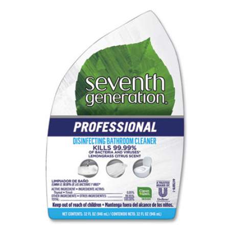 Seventh Generation Professional Disinfecting Bathroom Cleaner, Lemongrass Citrus, 32 oz Spray Bottle (44756EA)
