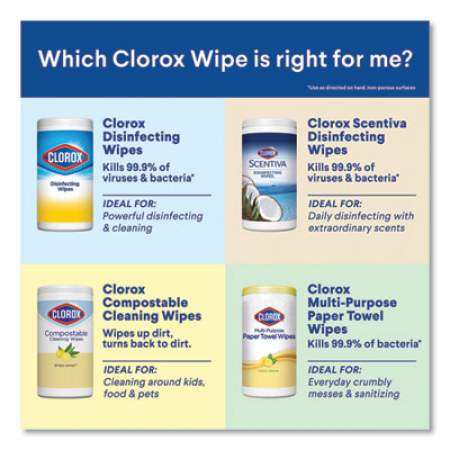 Clorox Disinfecting Wipes, 7x8, Fresh Scent/Citrus Blend, 75/Canister, 3/PK, 4 Packs/CT (30208)