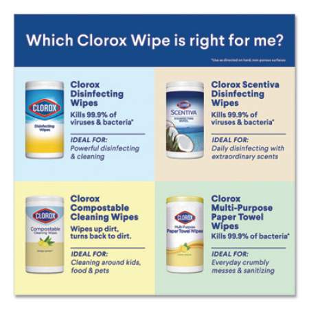 Clorox Disinfecting Wipes, 7 x 7 3/4, Crisp Lemon, 75/Canister (01628EA)