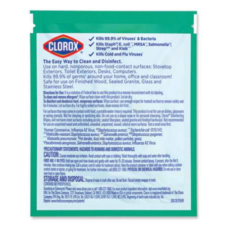 Clorox Disinfecting Wipes, Individually Wrapped, Fresh Scent, 7 x 8, 900/Carton (60048)