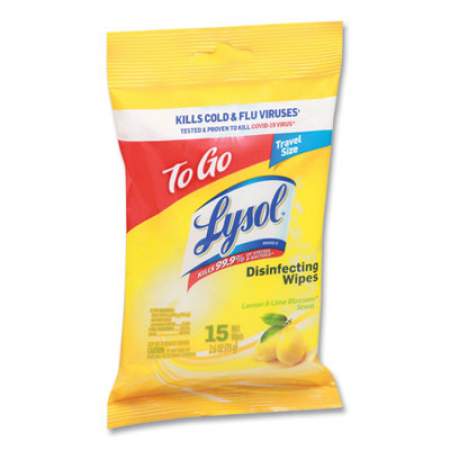 LYSOL Disinfecting Wipes Flatpacks, 6.29 x 7.87, Lemon and Lime Blossom, 15 Wipes/Flat Pack, 48 Flat Packs/Carton (99717CT)