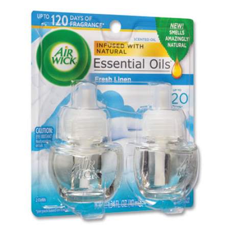 Air Wick Scented Oil Twin Refill, Fresh Linen, 0.67 oz, 2/Pack, 6/Carton (82291)