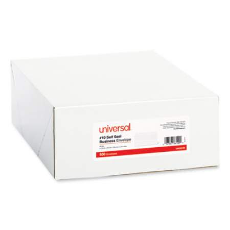 Universal Self-Seal Business Envelope, #10, Square Flap, Self-Adhesive Closure, 4.13 x 9.5, White, 500/Box (36100)