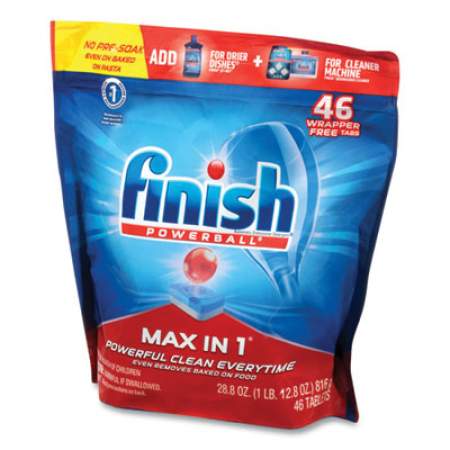 FINISH Powerball Max in 1 Dishwasher Tabs, Original Scent, 46/Pack, 4 Packs/Carton (20605CT)