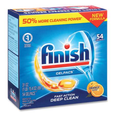FINISH Dish Detergent Gelpacs, Orange Scent, 54/Box, 4 Boxes/Carton (81181CT)