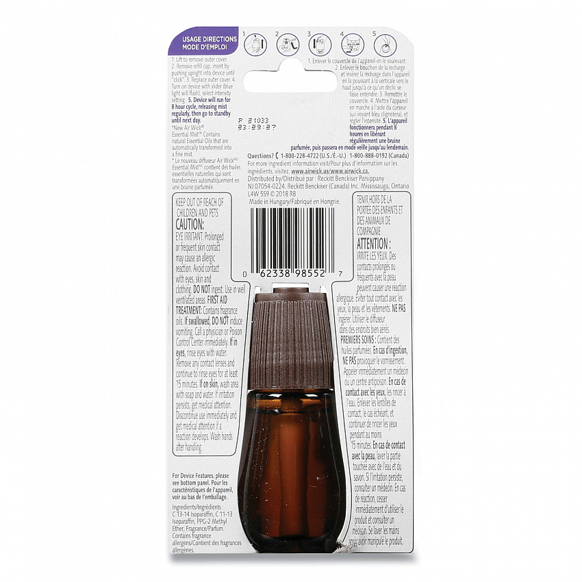 Essential Mist Refill, Lavender and Almond Blossom, 0.67 oz Bottle, 6/Carton (98552)