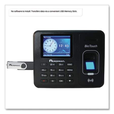 Acroprint BioTouch Time Clock and Badges Bundle, 10,000 Employees, Black (BTR150)