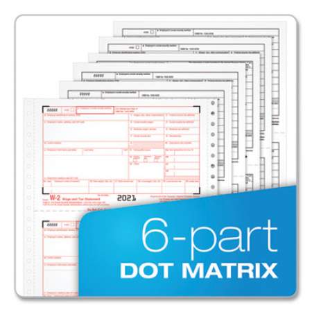 TOPS W-2 Tax Forms, Six-Part Carbonless, 5.5 x 8.5, 2/Page, (24) W-2s and (1) W-3 (2206C)
