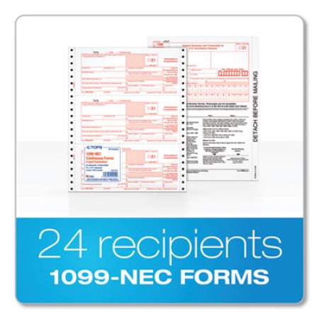 TOPS Four-Part 1099-NEC Continuous Tax Forms, 8.5 x 11, 2/Page, 24/Pack (2299NEC)