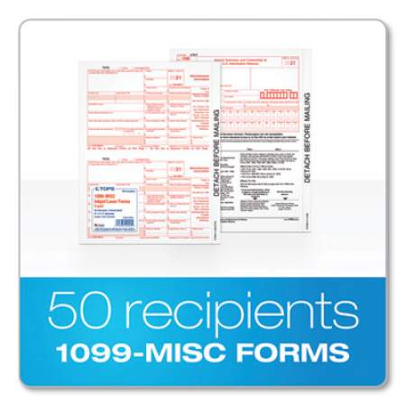 TOPS Five-Part 1099-MISC Tax Forms, 8.5 x 11, 2/Page, 50/Pack (22993MISC)